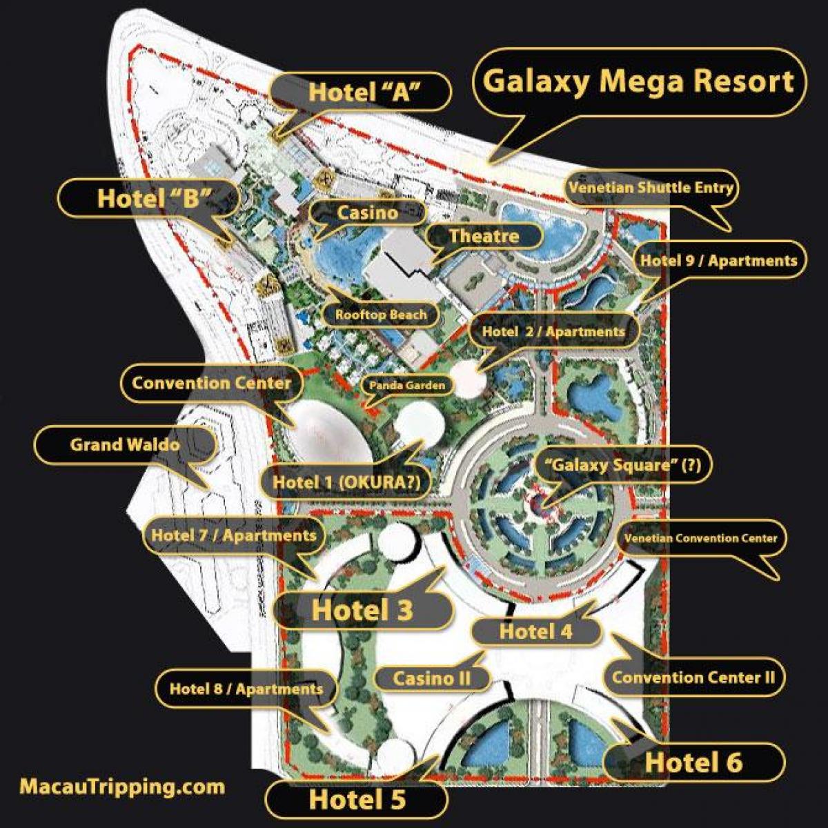 galaxy Macau poschodí mapu