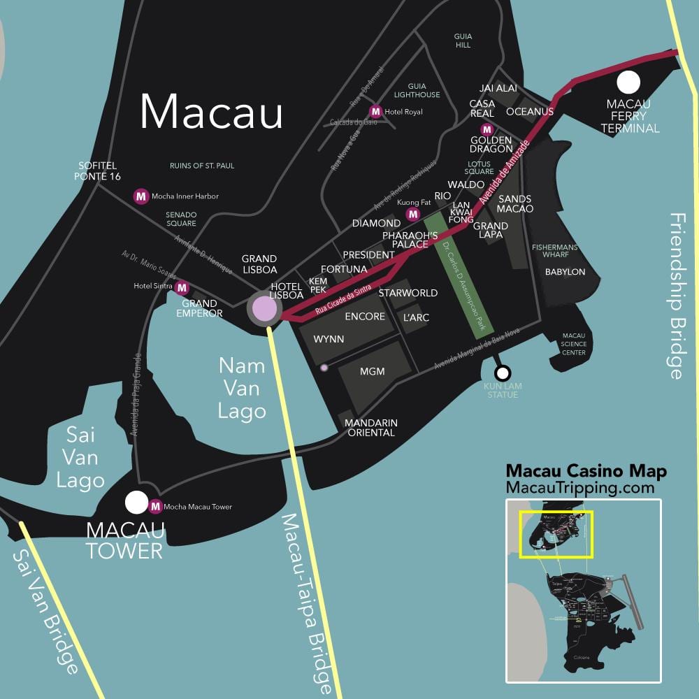 mapu Macau, Čína kasína