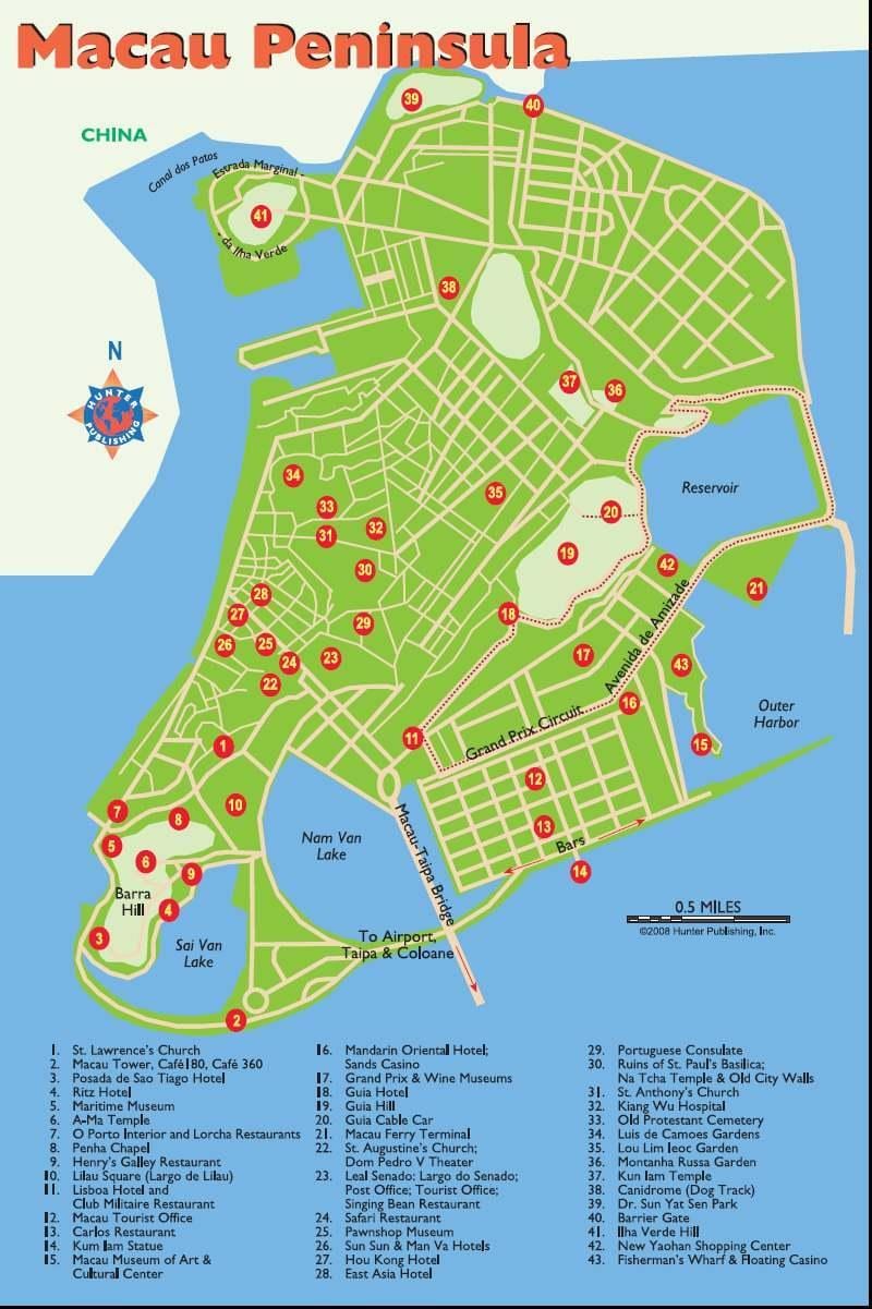 Macau vyhliadkové mapu