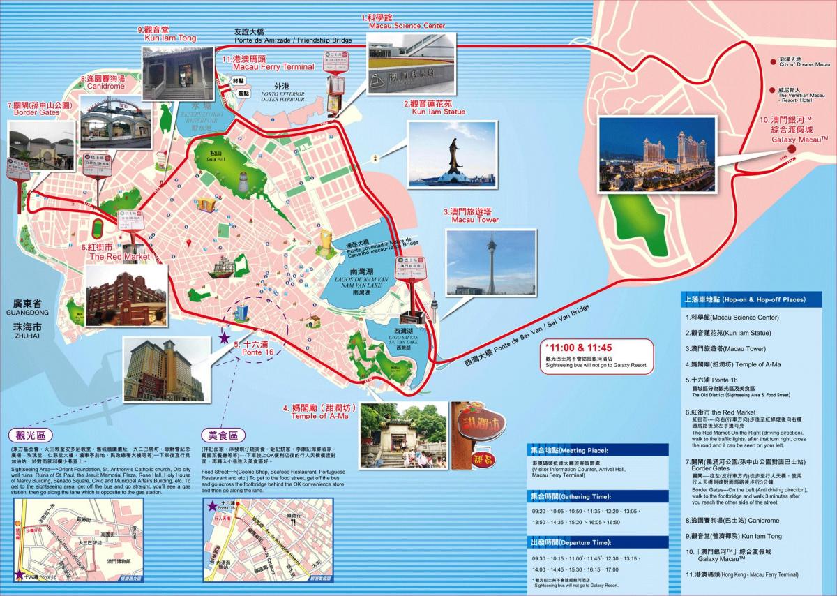 mapu Macau turistické atrakcie