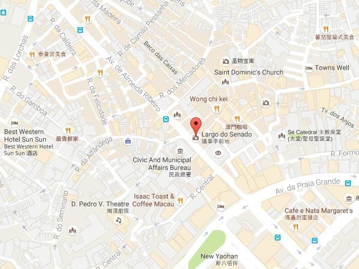 mapa senado námestie Macau