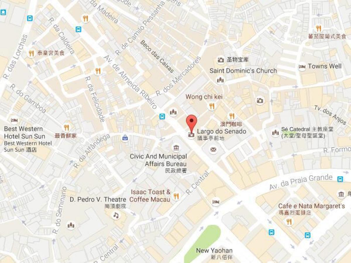 mapa senado námestie Macau
