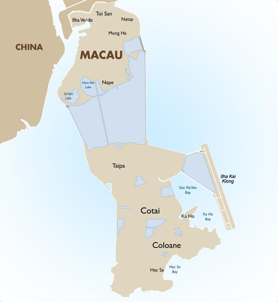 mapa šije Macau